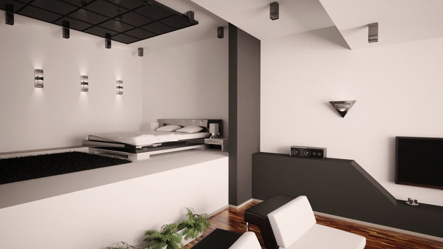 Living room and bedroom interior animation
