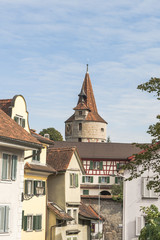 Fototapeta na wymiar Stare miasto Zug, Kapuzinerturm, zabytkowej wieży kolejowej, Szwajcaria