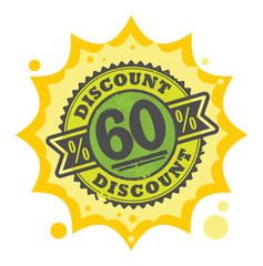 Stamp with the text 50 percent Discount, written inside