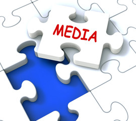 Fototapeta premium Media Jigsaw Shows News Multimedia Newspapers Radio Or Tv