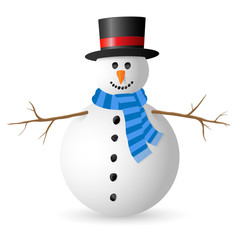 Snowman isolated on white background. Vector illustration. 