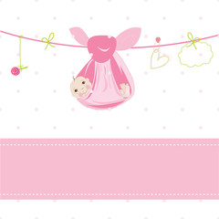 Baby girl arrival announcement card