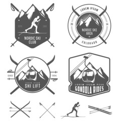 Set of nordic skiing design elements
