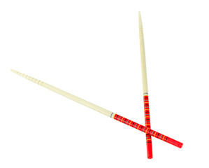 Red chopsticks isolated