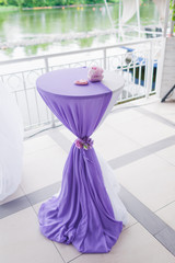 Table decorated with fabric