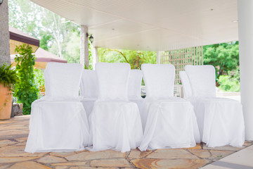 White chairs in banquet hall