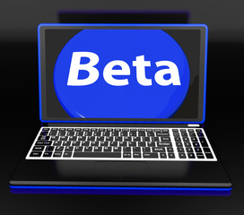 Beta On Laptop Shows Online Demo Software Or Development