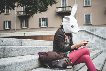 rabbit head woman