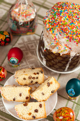Easter cake and painted eggs
