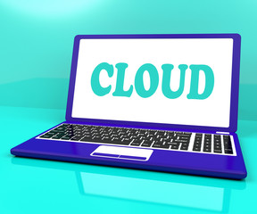 Cloud On Laptop Shows Networking Computing Or Network