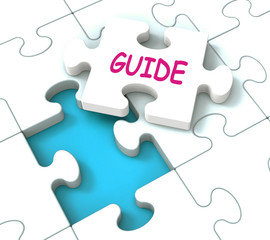 Fototapeta premium Guide Puzzle Shows Consulting Guidance Guideline And Guiding