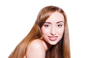 Naklejka premium beautiful girl with long blond hair