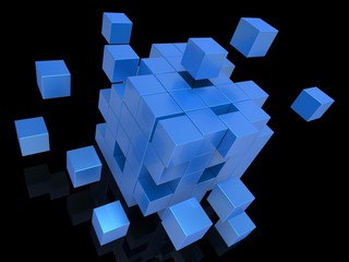 Exploding Blocks Showing Unorganized Puzzle
