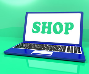 Shop Laptop Shows Purchase From Store Online