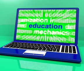 Education Laptop Means Learning Or Training Online.