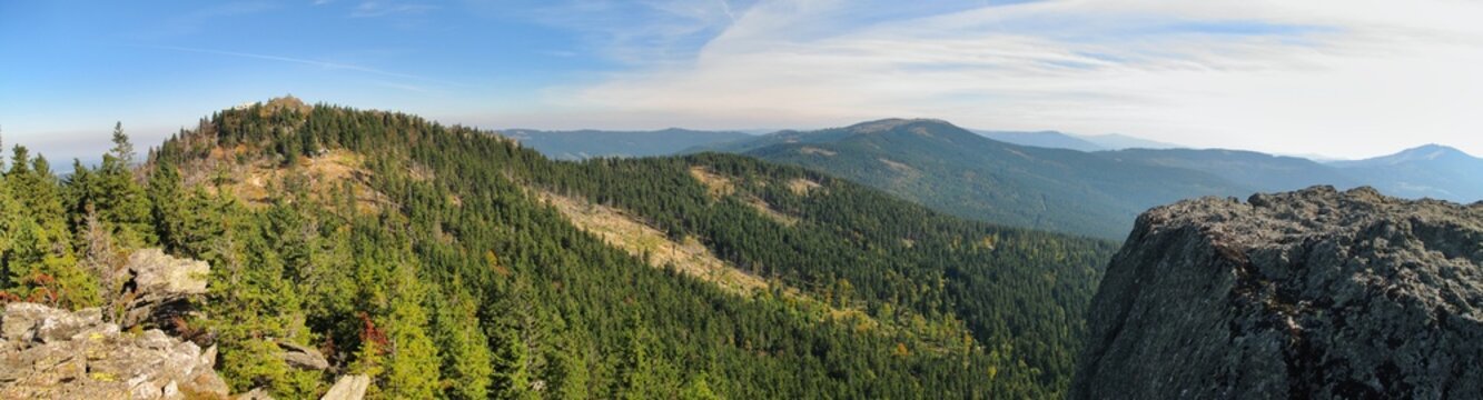 east view from Klein Osser to Ostry and Jezerni hora mountain