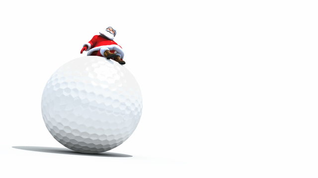 Santa sits on a Giant Golf Ball. Seamless loop with Alpha