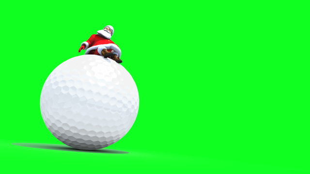 Santa sits on top of a Giant Golf Ball. Seamless loop