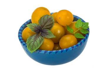 Yellow bright cherry tomato