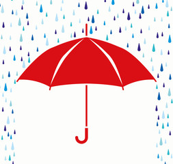 vector symbol of umbrella protection from rain drops - obrazy, fototapety, plakaty