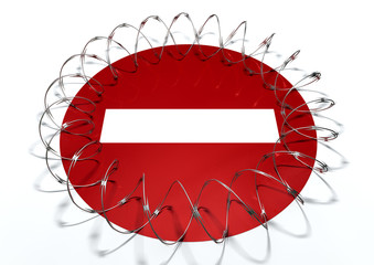 Barbed Wire No Entry Concept