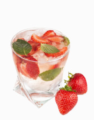 Strawberry mojito cocktail isolated on white
