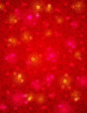red background with snowflakes, vector