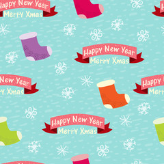 Christmas seamless background with snowflakes and the words