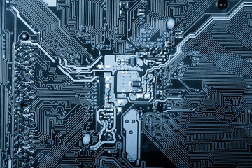 Electronic circuit board close up. X-ray effect.