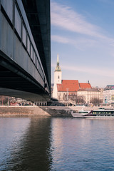 Obraz premium Bratislava Old Center seen from under the Novy Most