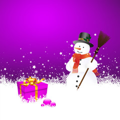 Hintergrund, Schneemann, Geschenk, Weihnachten, Eisblumen, Lila