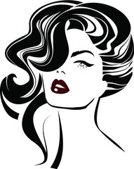Vintage Style Woman Beauty Icon with Red lips