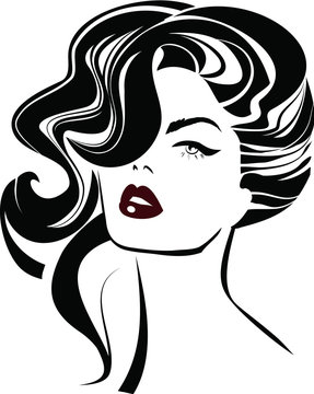 Vintage Style Woman Beauty Icon with Red lips