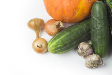 vegetables on the white background