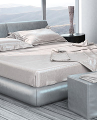 Luxury Bedroom interior with wooden floor