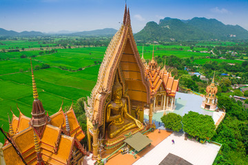 Big golden Buddha in Wat Tham Suea,Kanchanaburi