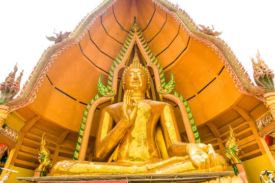 Big golden Buddha in Wat Tham Suea,Kanchanaburi, Thailand
