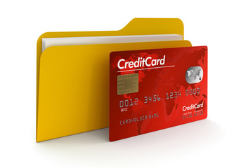 folder and Credit Card (clipping path included)
