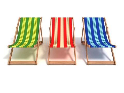 colorful beach chairs 3d illustration