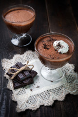 Dark and delicate chocolate mousse