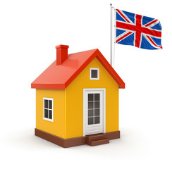 House and United Kingdom Flag (clipping path included)