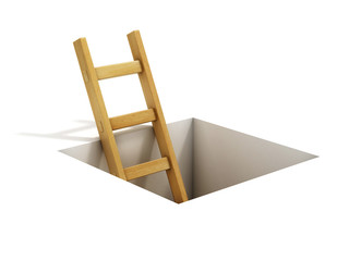 ladder inside rectangular hole © koya979