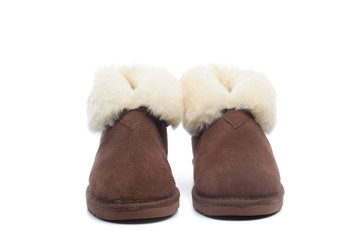 Pair of handcrafted leather shoes with wool lining