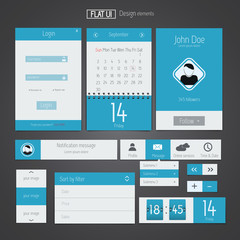 UI elements for web and mobile.Icons and buttons.Flat design. Ve