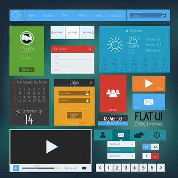 UI elements for web and mobile.Icons and buttons.Flat design. Ve