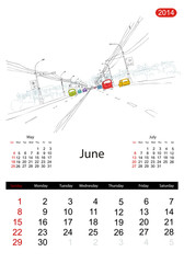 Calendar 2014, june. Streets of the city, sketch for your design