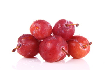 Plums on white background