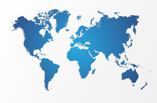 Blue World map isolated shape EPS10 vector file.