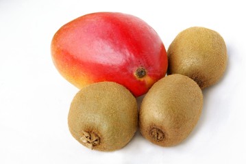 red mango and green kiwi fruits