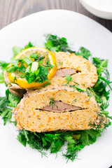 Stuffed fish on plate